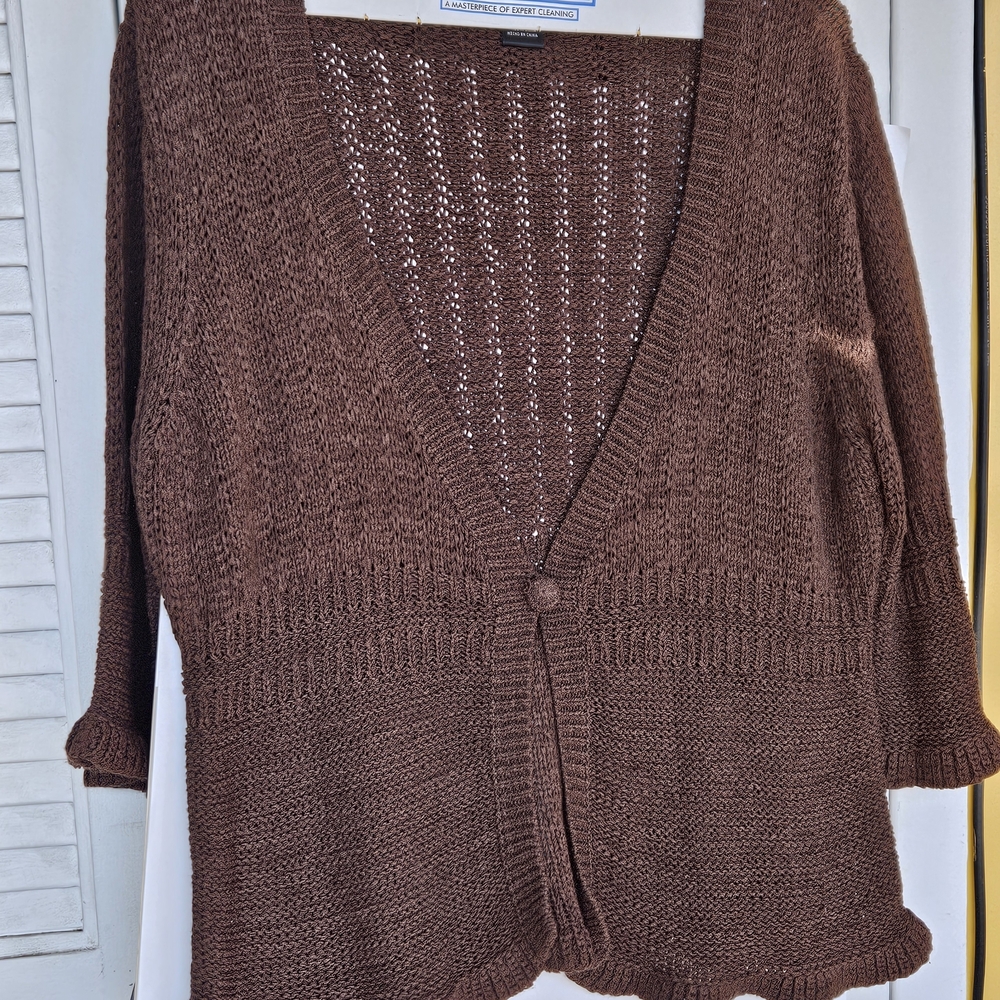 August Silk Rich Brown Women's Knit Cardigan